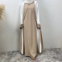 Flared sleeve closed abaya attached inner cover