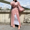 Shiny Silk Open front Abaya