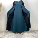 Flared sleeve closed abaya attached inner cover