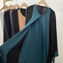 Flared sleeve closed abaya attached inner cover