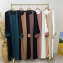 Flared sleeve closed abaya attached inner cover