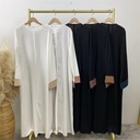 Flared sleeve closed abaya attached inner cover