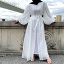 Shiny Silk Open front Abaya