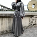 Shiny Silk Open front Abaya