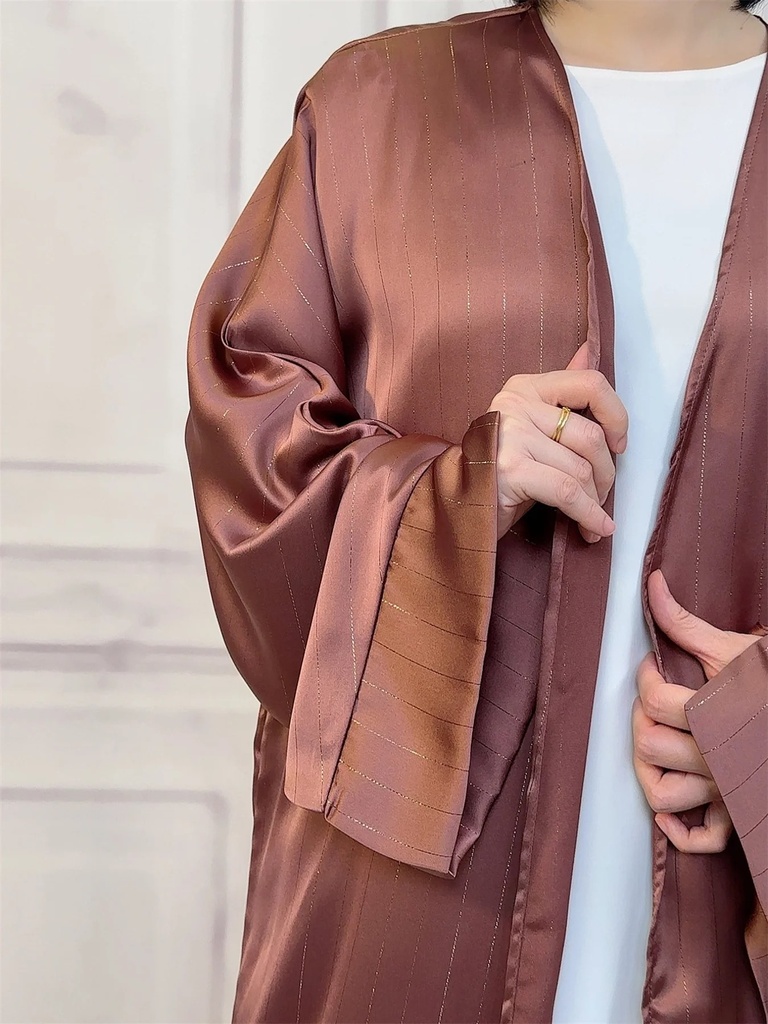 Satin lines cardigan abaya