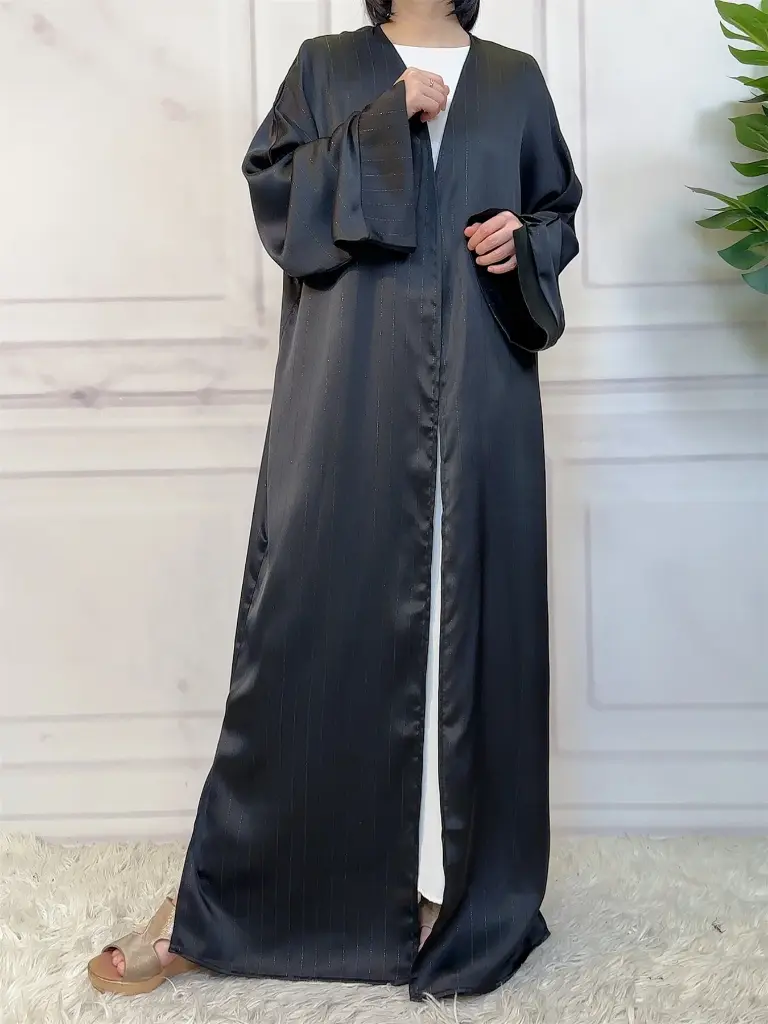 Satin lines cardigan abaya