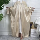 Shinny Wide Abaya with Ribbon Sleeves