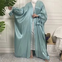 Shinny Wide Abaya with Ribbon Sleeves