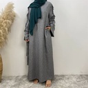 Linen Hijab Dress with belt 