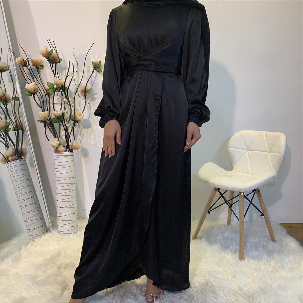 Satin Belted Eid Dress | Evening Hijab Dress