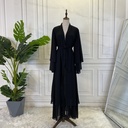 Two Layers Chiffon Open Front Abaya