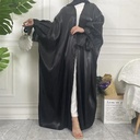Shinny Wide Abaya with Ribbon Sleeves