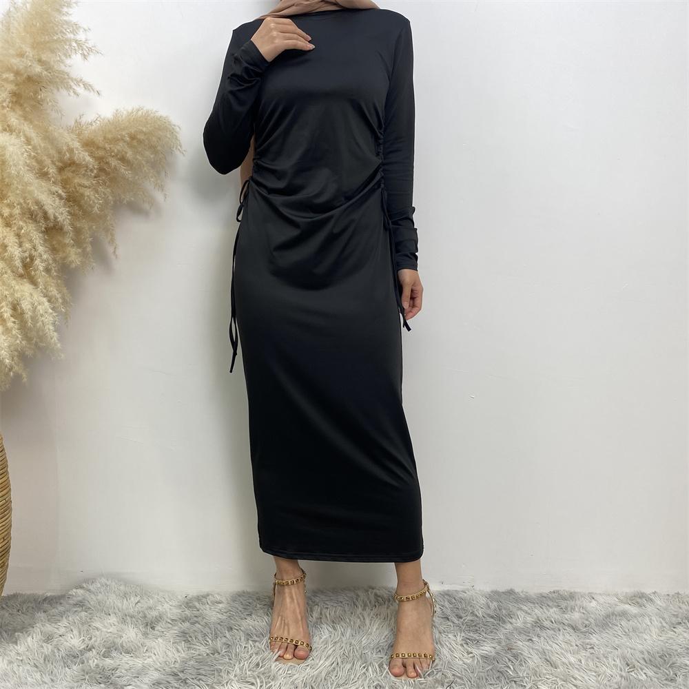 Jersey basic dress lace up