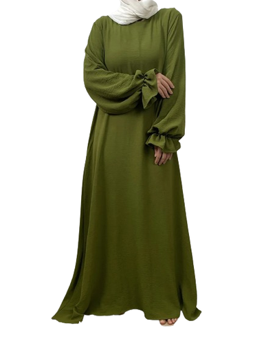 Wrinkle Dress with cuff sleeves 