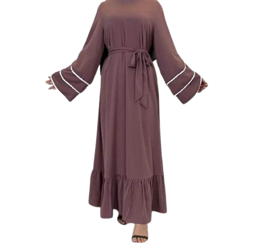 Line sleeves plain dress 