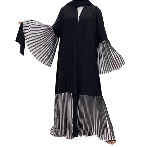 Pleated Edges Open front Abaya