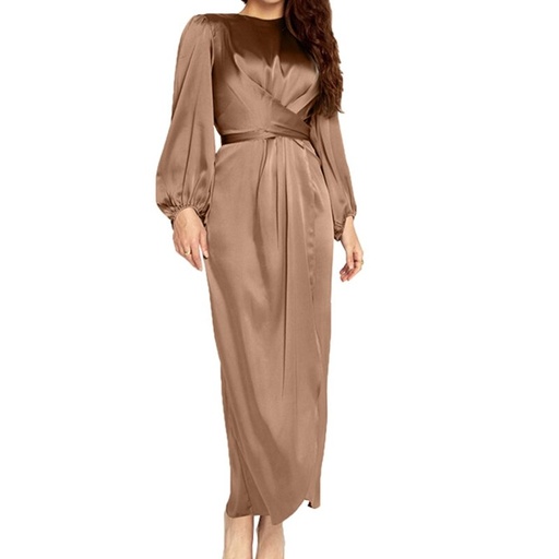 Satin Belted Eid Dress | Evening Hijab Dress
