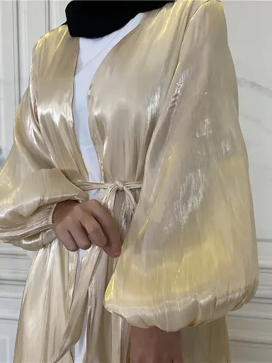 Shiny Silk Open front Abaya