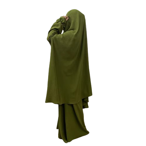 Two Pieces Nikab Set with side hole & Pleated Cuff