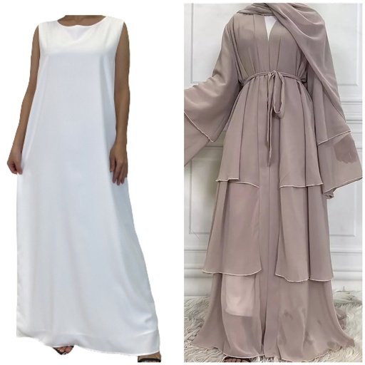 Abaya set - 3 Layers Chiffon Abaya with Inner dress 