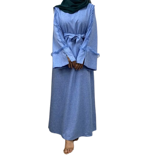 Linen Hijab Dress with belt 