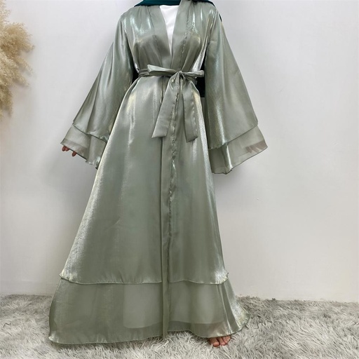 Shinny Layered Abaya with belt