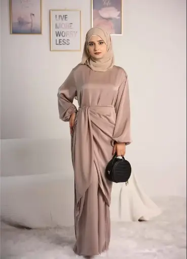 Satin Abaya Wrap Skirt Set 